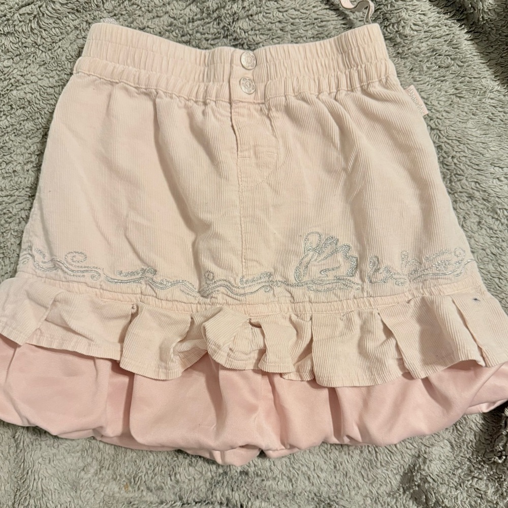 Pampolina Pink Ruffled bubble Skirt with Embroidery- 4T